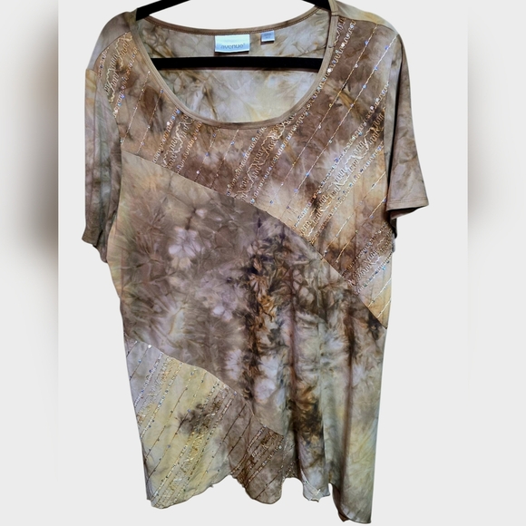 Avenue Earthy Patchwork Short Sleeve Tee  18/20 - Picture 5 of 5